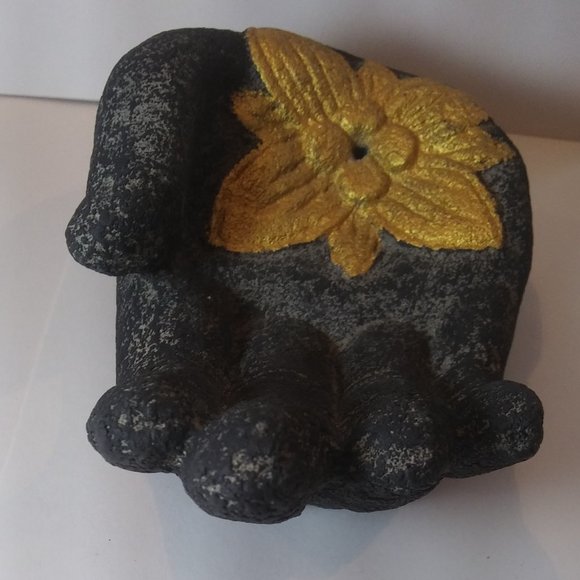 Volcanic Stone Incense Holder  Black Hand lotus flower - Picture 15 of 16
